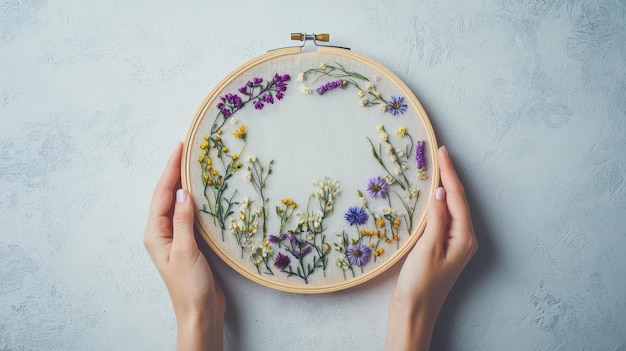 hoop embroidery with floral motif
